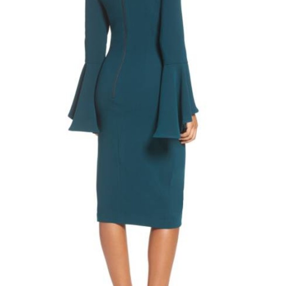 Bardot 'Solange' Off the Shoulder Midi Dress TEAL - Picture 4 of 6